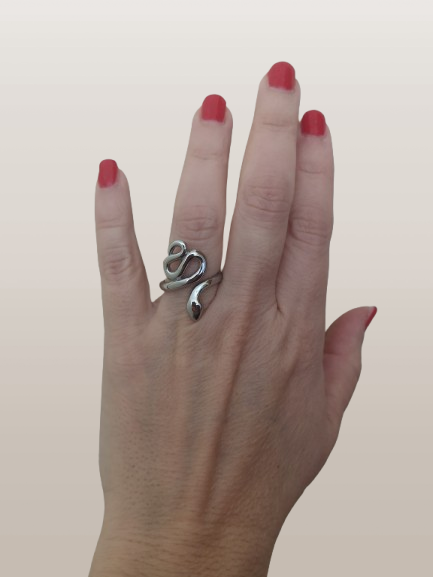 anel aço cobra prateado