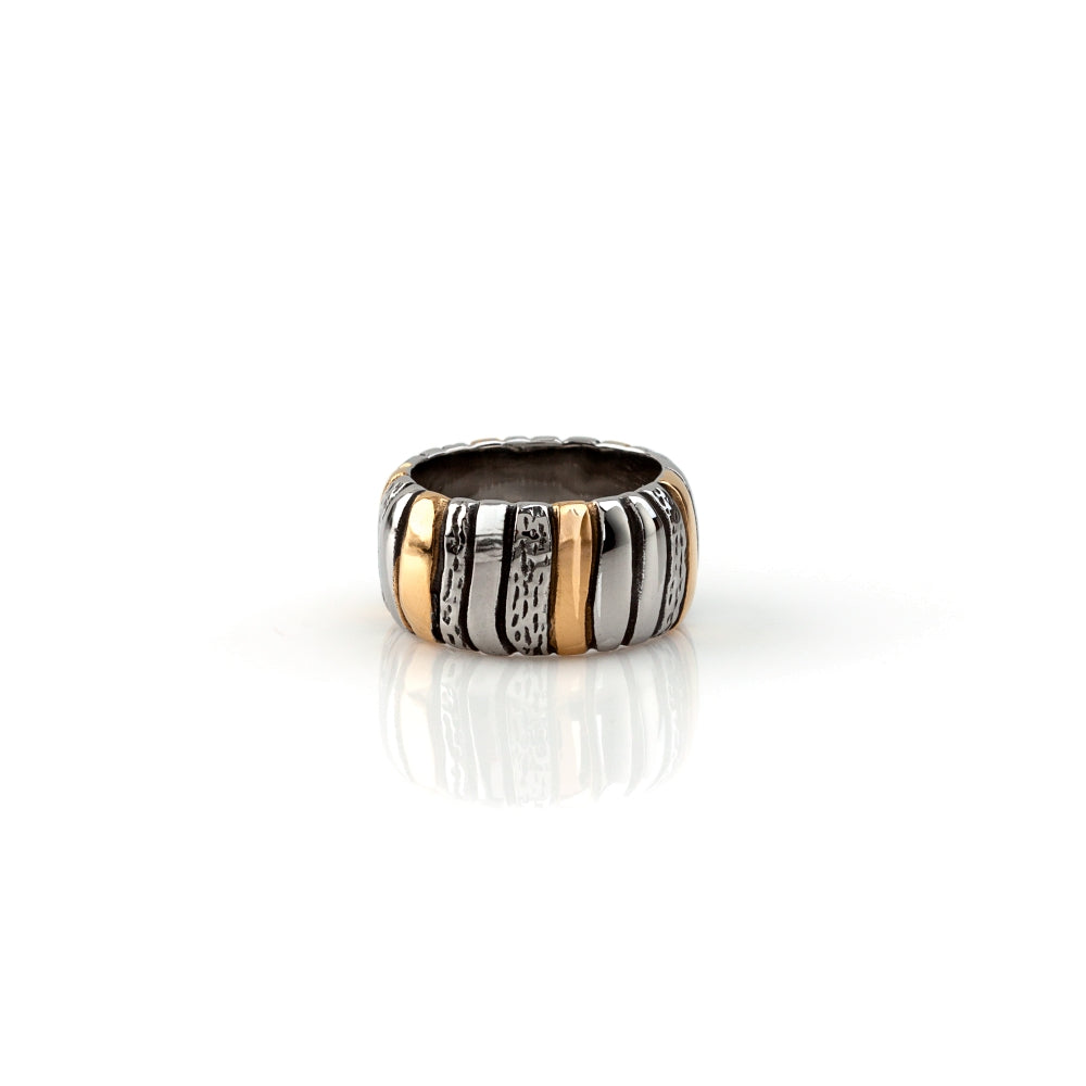 anel em aço inoxidável prateado