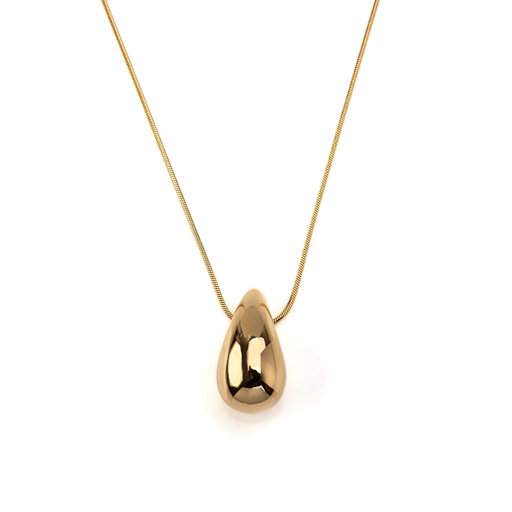 Colar lagrima aço inoxidável dourado