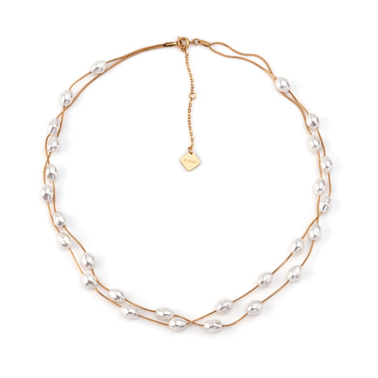 Colar Duo #Pearl em Aço