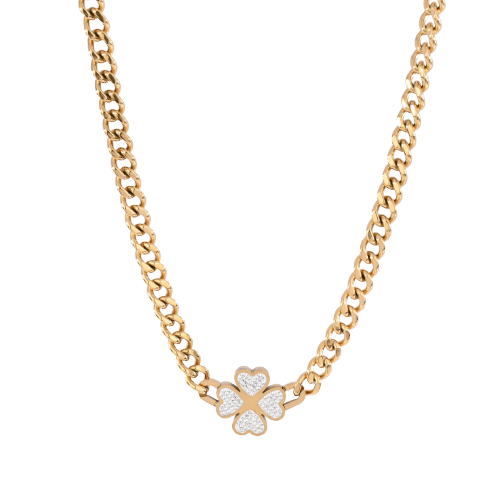 colar em aço inoxidável em dourado ou prateado