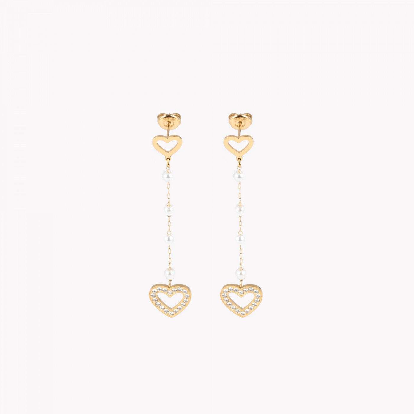 Brinco Pearl #Heart em Aço