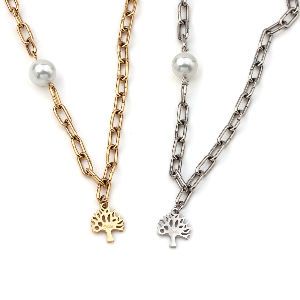 colar em aço inoxidável em dourado ou prateado