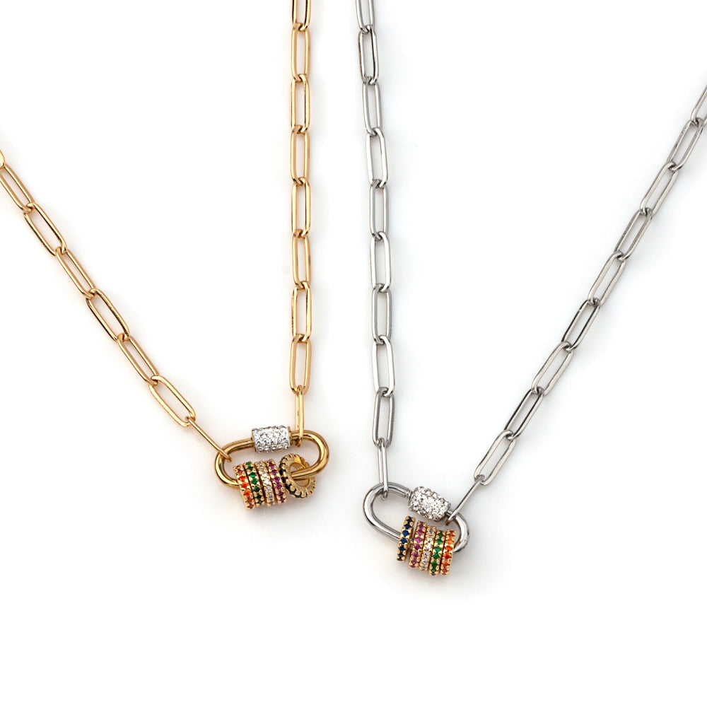 colar em aço inoxidável em dourado ou prateado