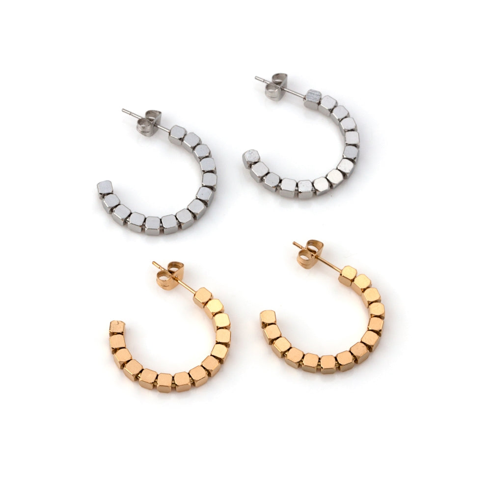 brinco argola em aço inoxidável em dourado ou prateado