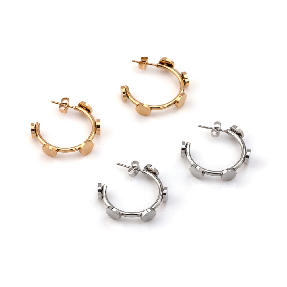 brinco argola em aço inoxidável em dourado ou prateado