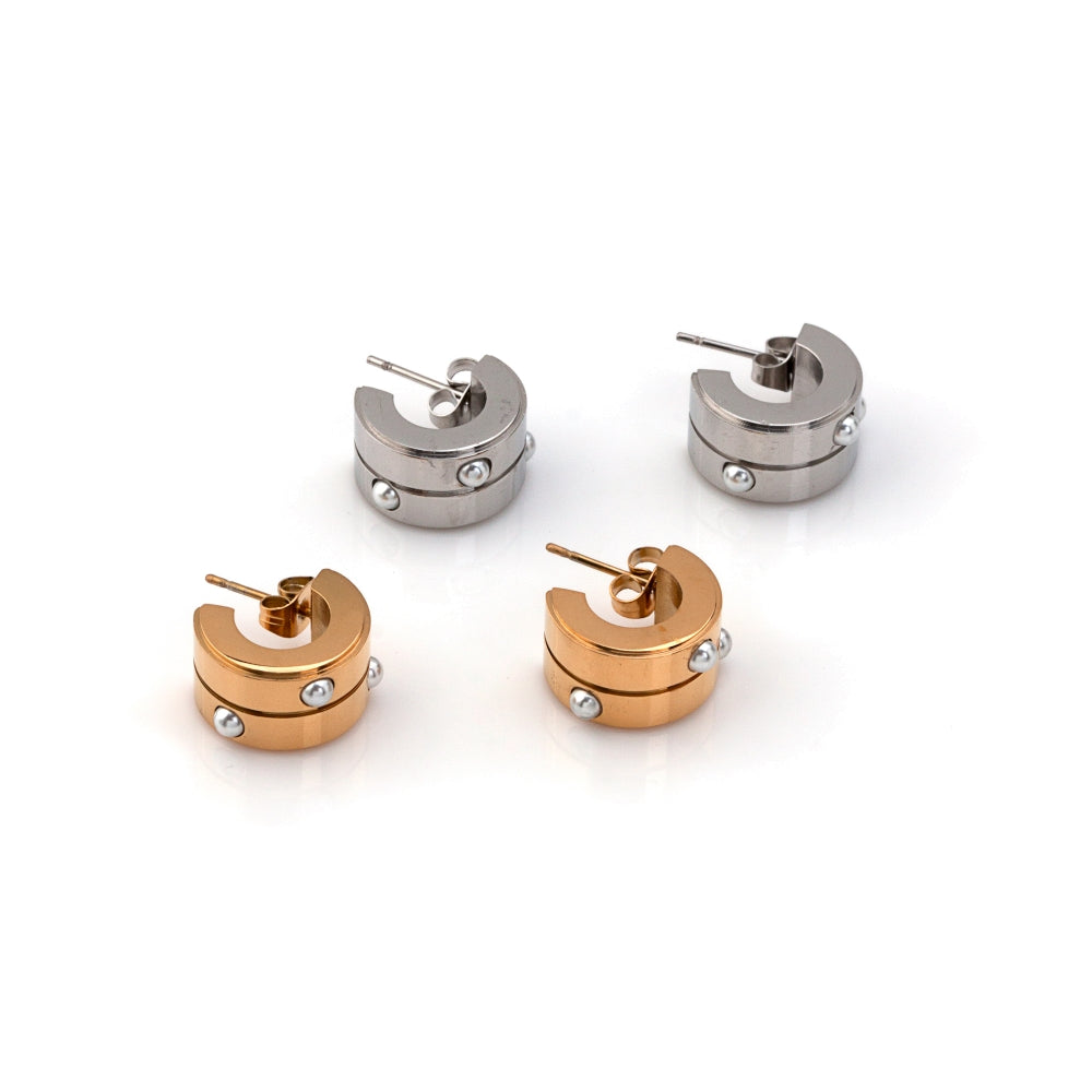 brinco argola em aço inoxidável em dourado ou prateado