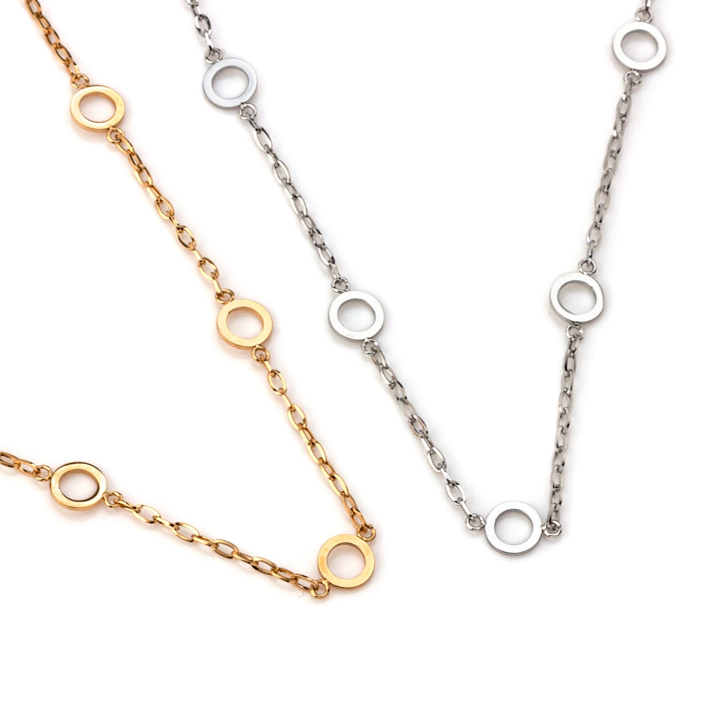 colar em aço inoxidável em dourado ou prateado