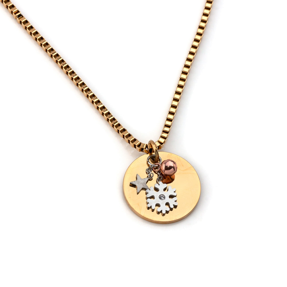 colar em aço inoxidável em dourado ou prateado