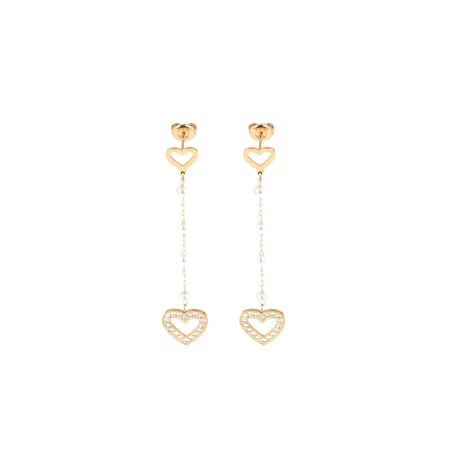 Brinco Pearl #Heart em Aço