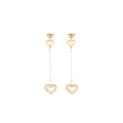 Brinco Pearl #Heart em Aço