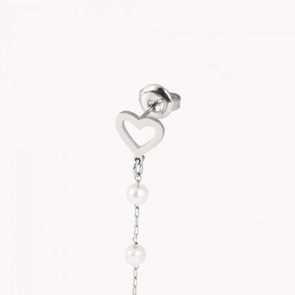 Brinco Pearl #Heart em Aço