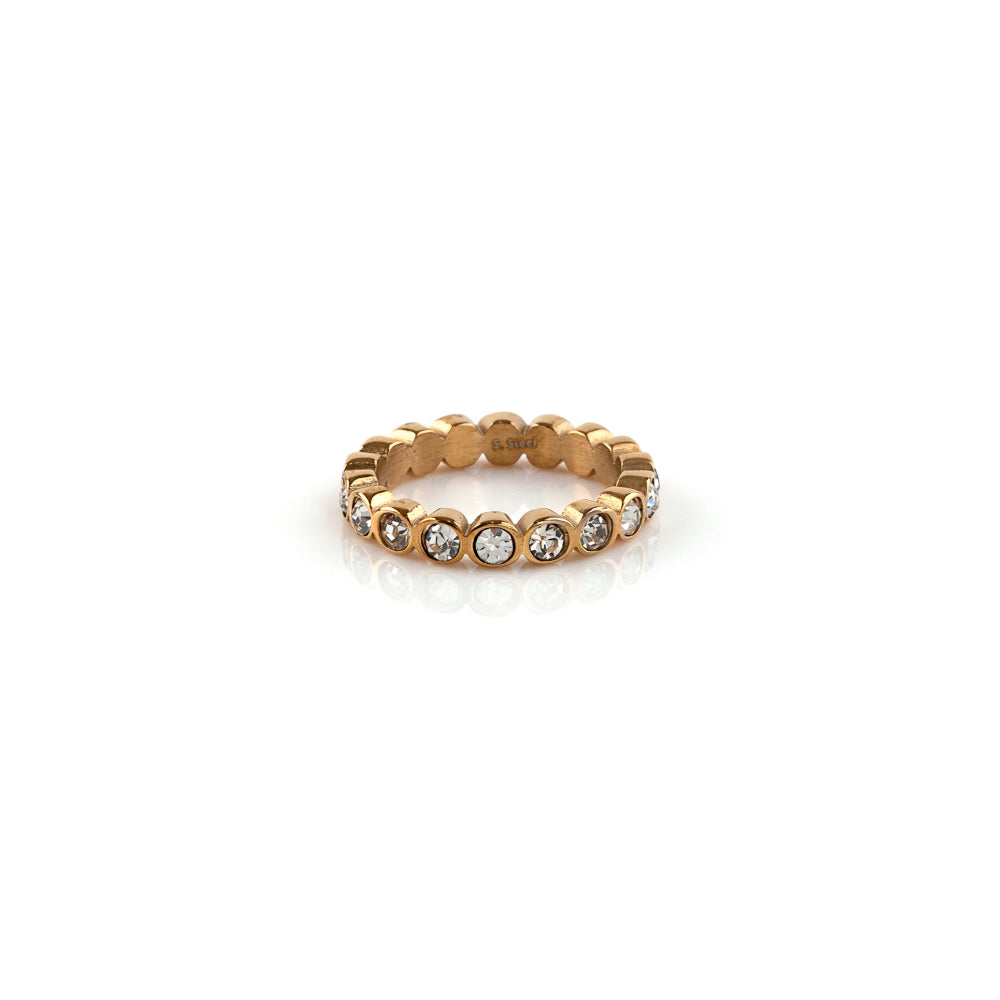 anel aço inoxidável dourado zirconias