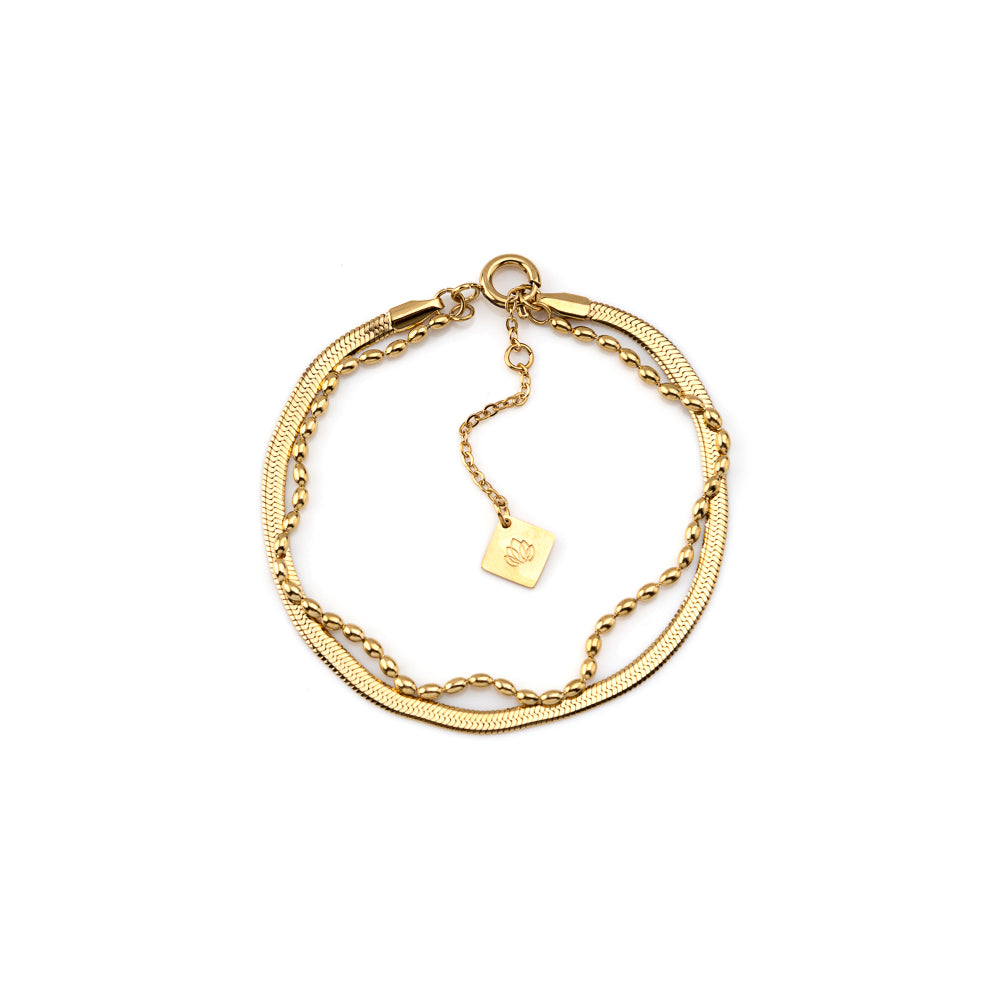 pulseira dupla em aço inoxidável