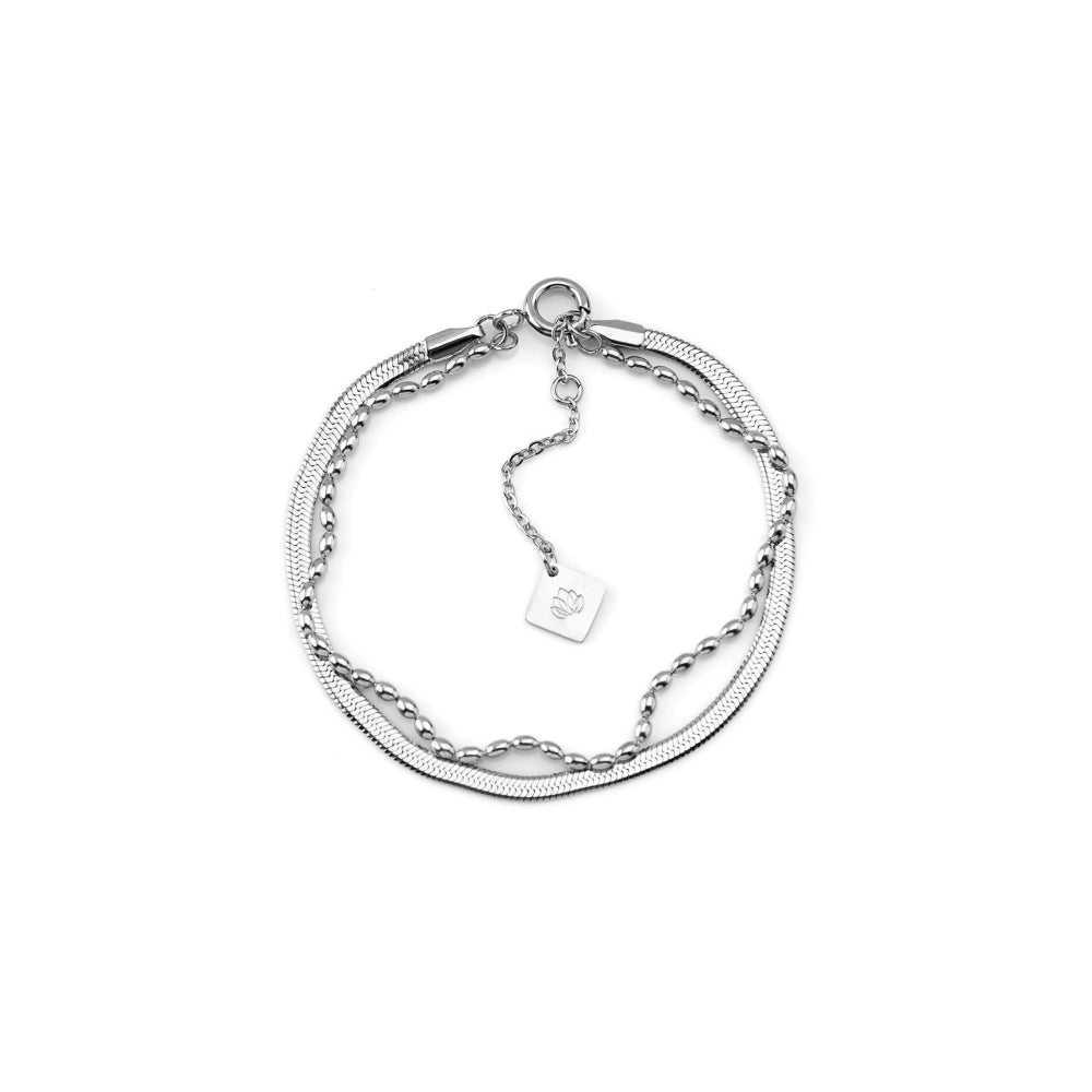 pulseira dupla em aço inoxidável
