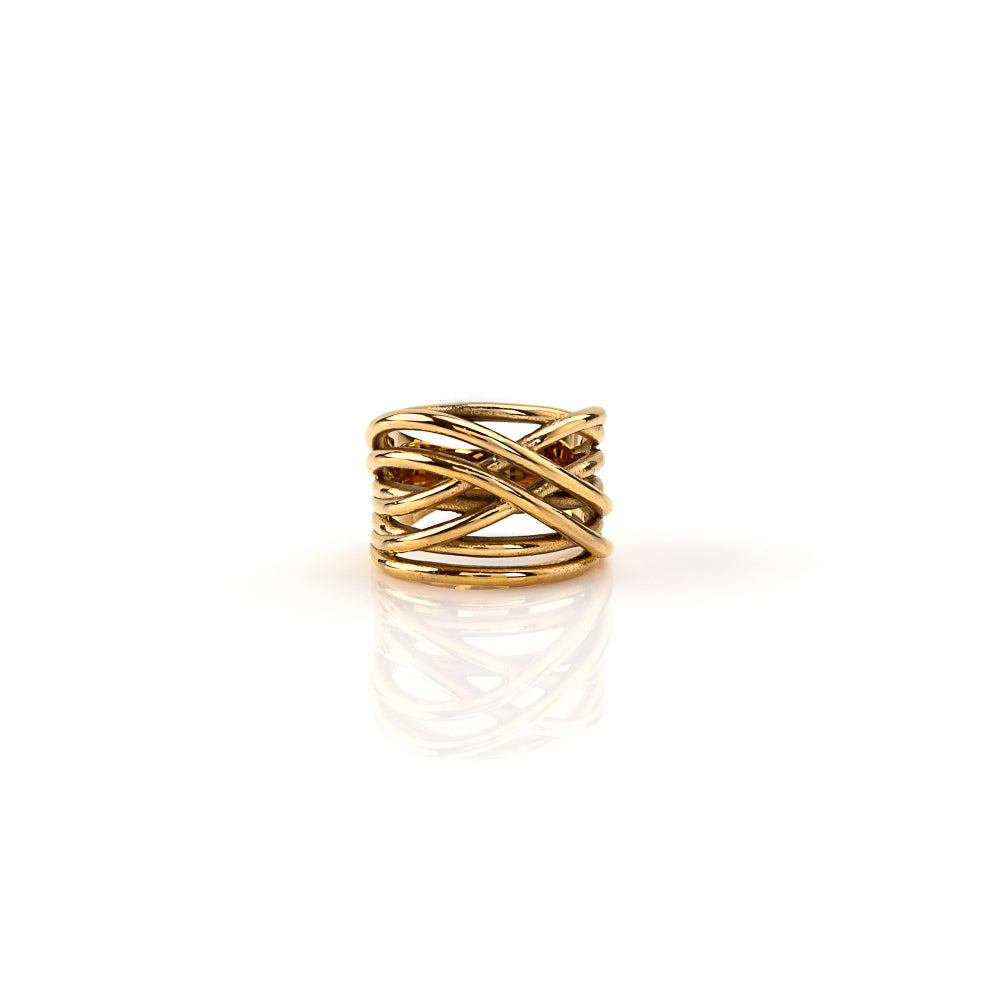 anel aço inoxidável dourado