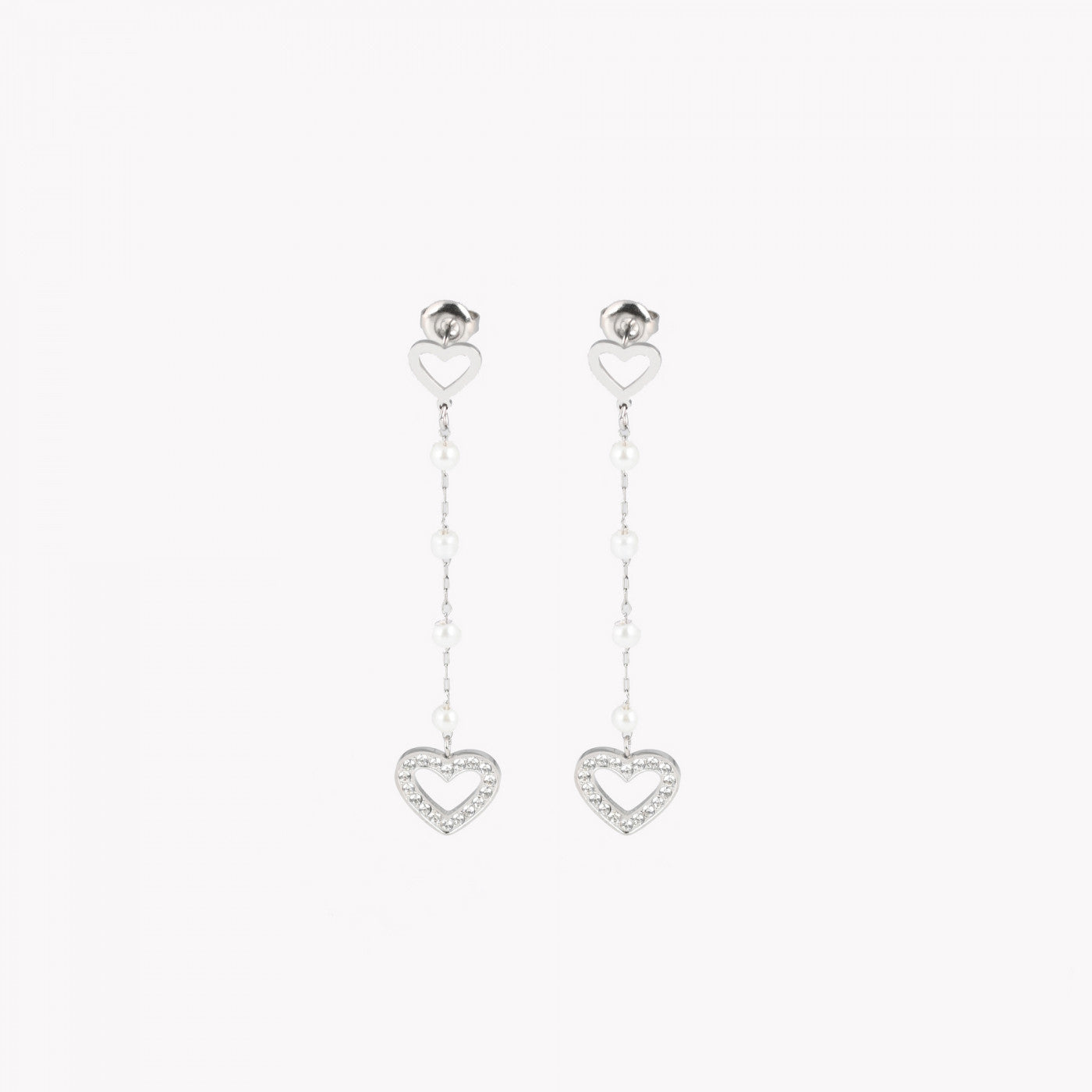 Brinco Pearl #Heart em Aço