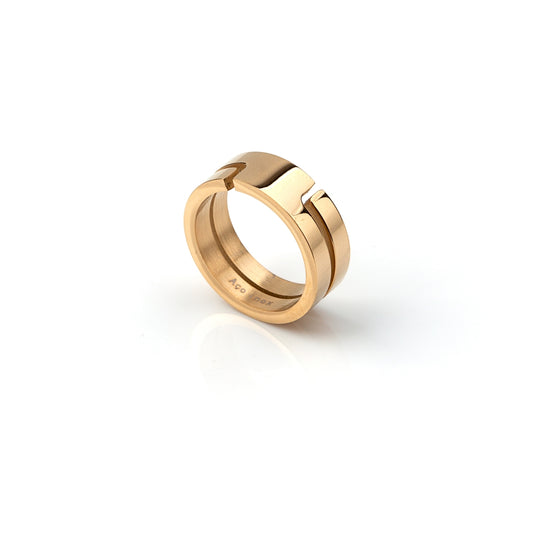 aliança em aço inoxidável em prateado ou dourado
