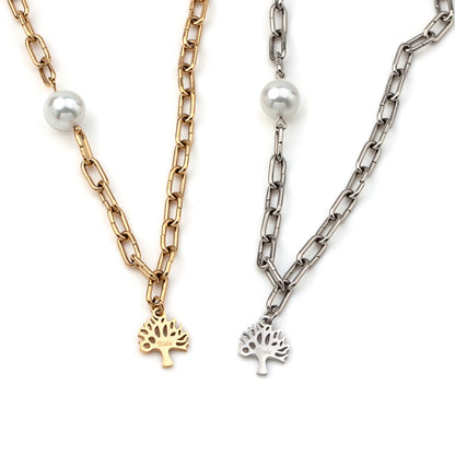 colar em aço inoxidável em dourado ou prateado