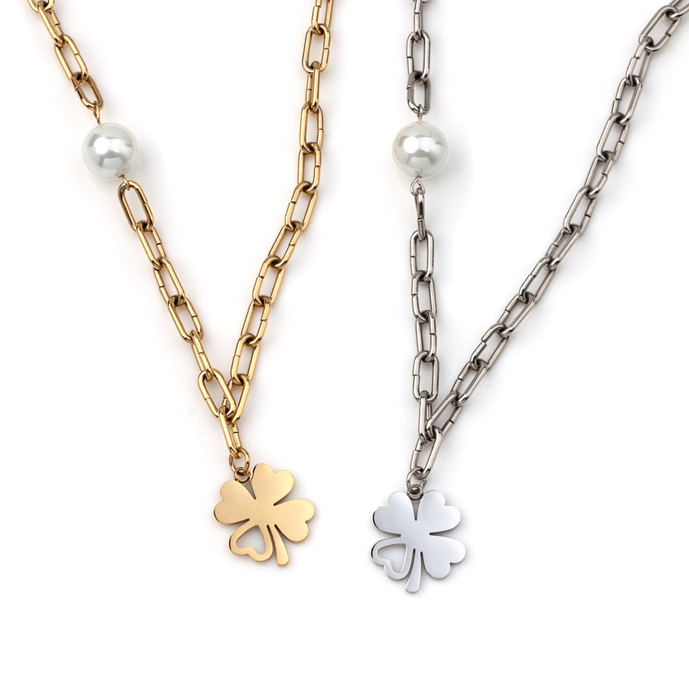 colar em aço inoxidável em dourado ou prateado