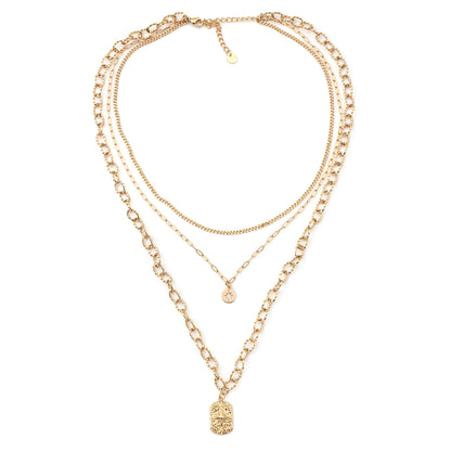 colar triplo em aço inoxidável em dourado ou prateado