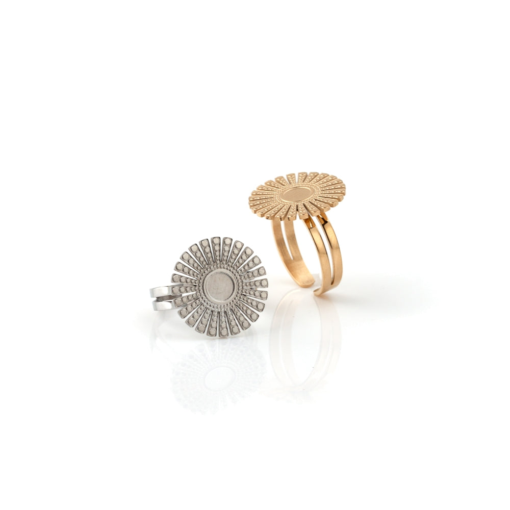 Anel em Aço inoxidável e Zircônias; Prateado, dourado e rose gold