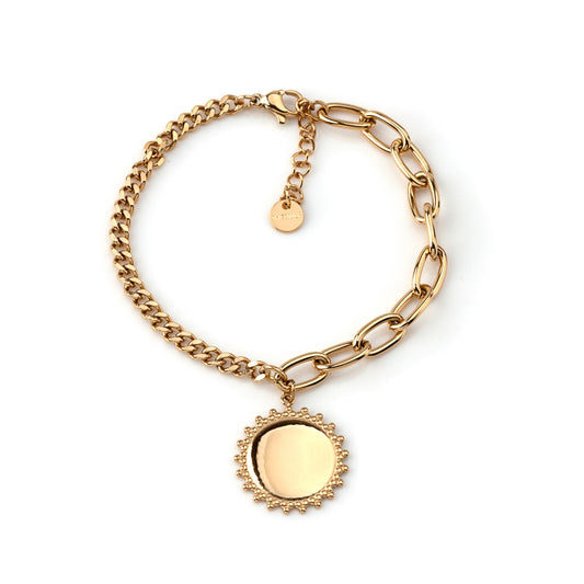 pulseira em aço inoxidável em dourado ou prateado