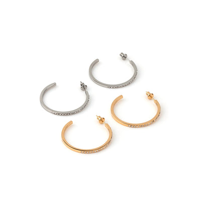 brinco argola em aço inoxidável em dourado ou prateado