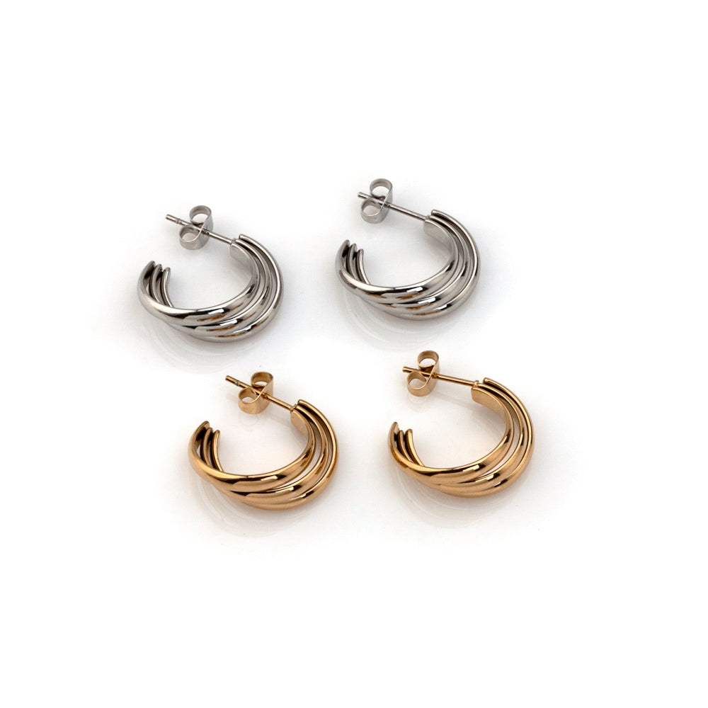 brinco argola em aço inoxidável em dourado ou prateado