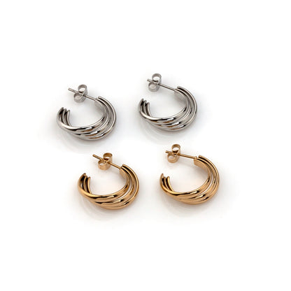 brinco argola em aço inoxidável em dourado ou prateado
