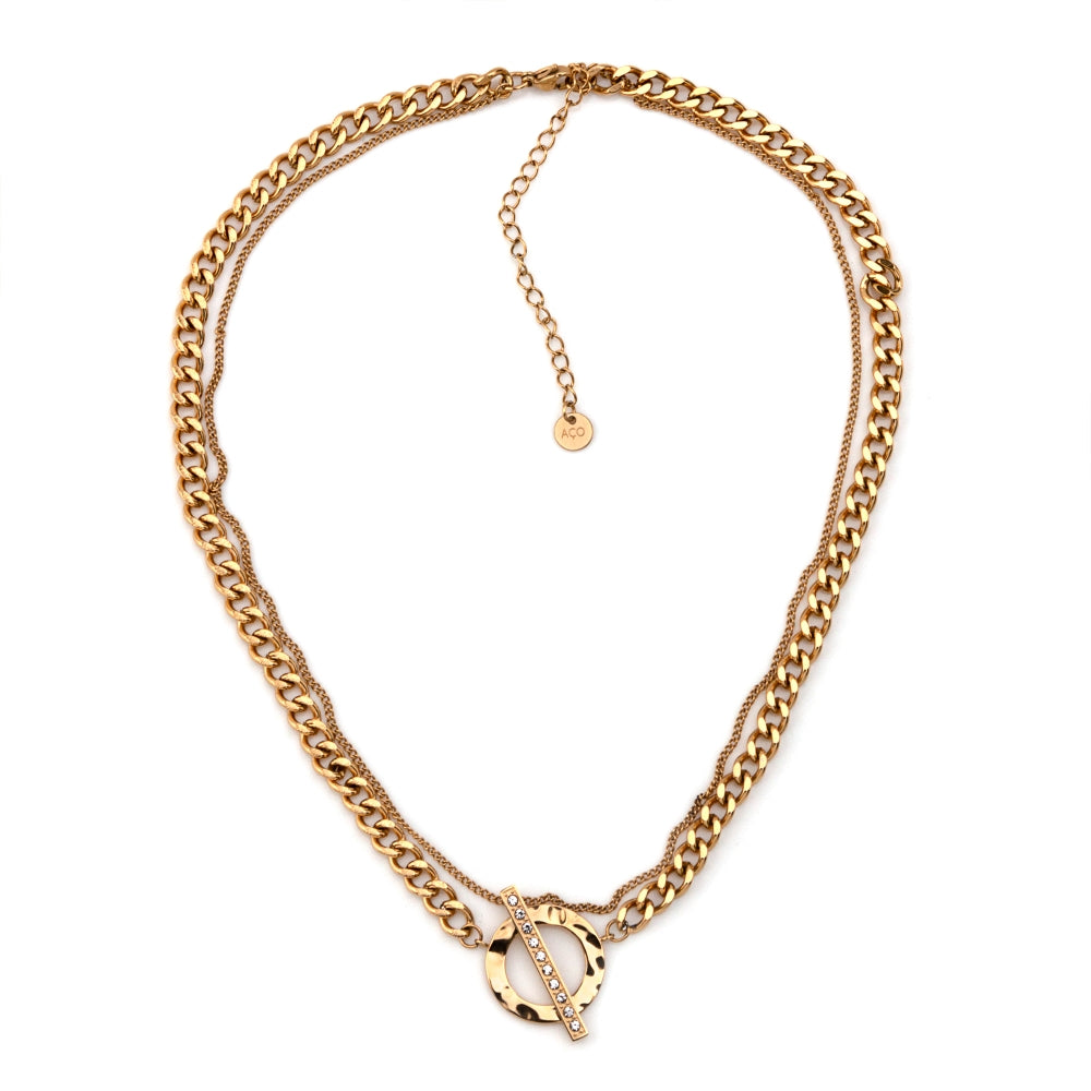 colar em aço inoxidável em dourado ou prateado