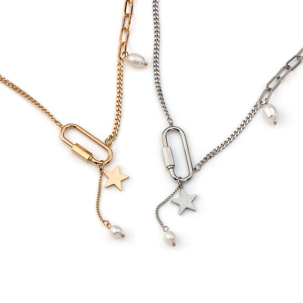 colar em aço inoxidável em dourado ou prateado