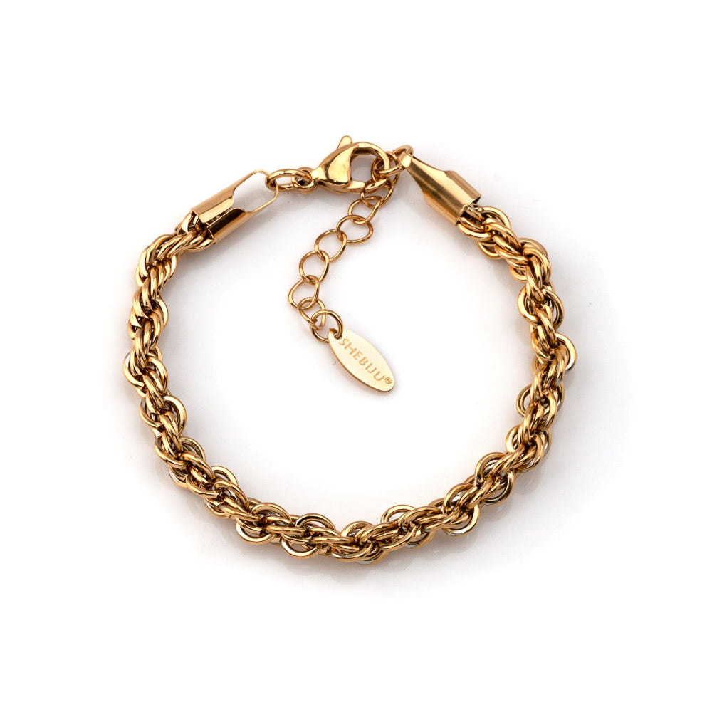 pulseira em aço inoxidável em dourado ou prateado