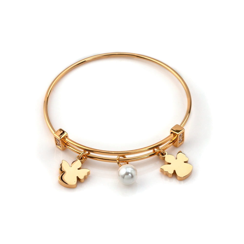 pulseira em aço inoxidável em dourado ou prateado